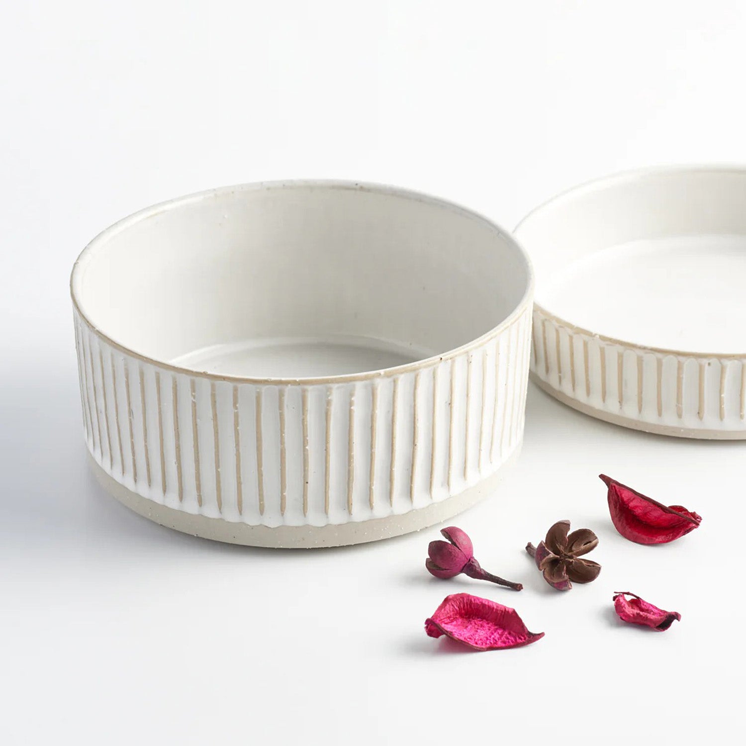 Animals In Charge - White Scalloped Water Bowl
