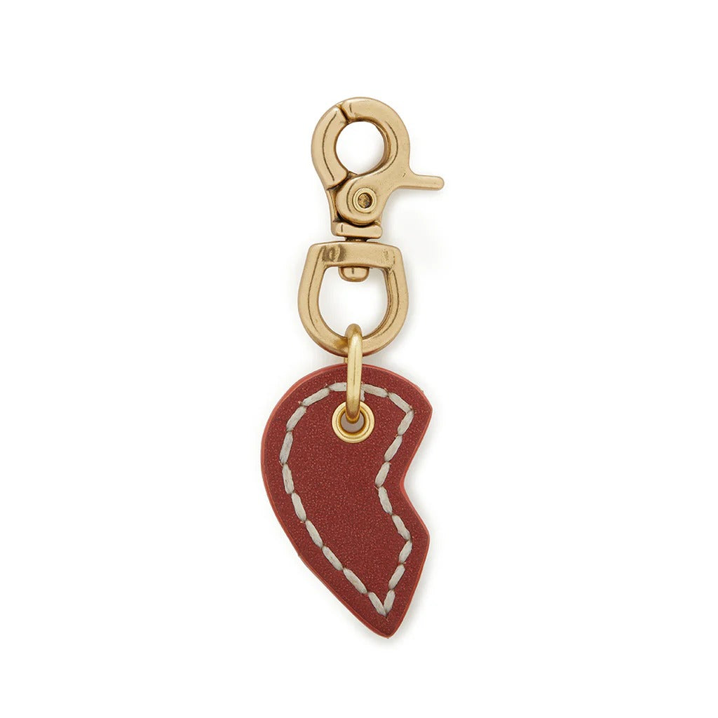 Sebastian Says Leather Dog Split Heart Charm Natural