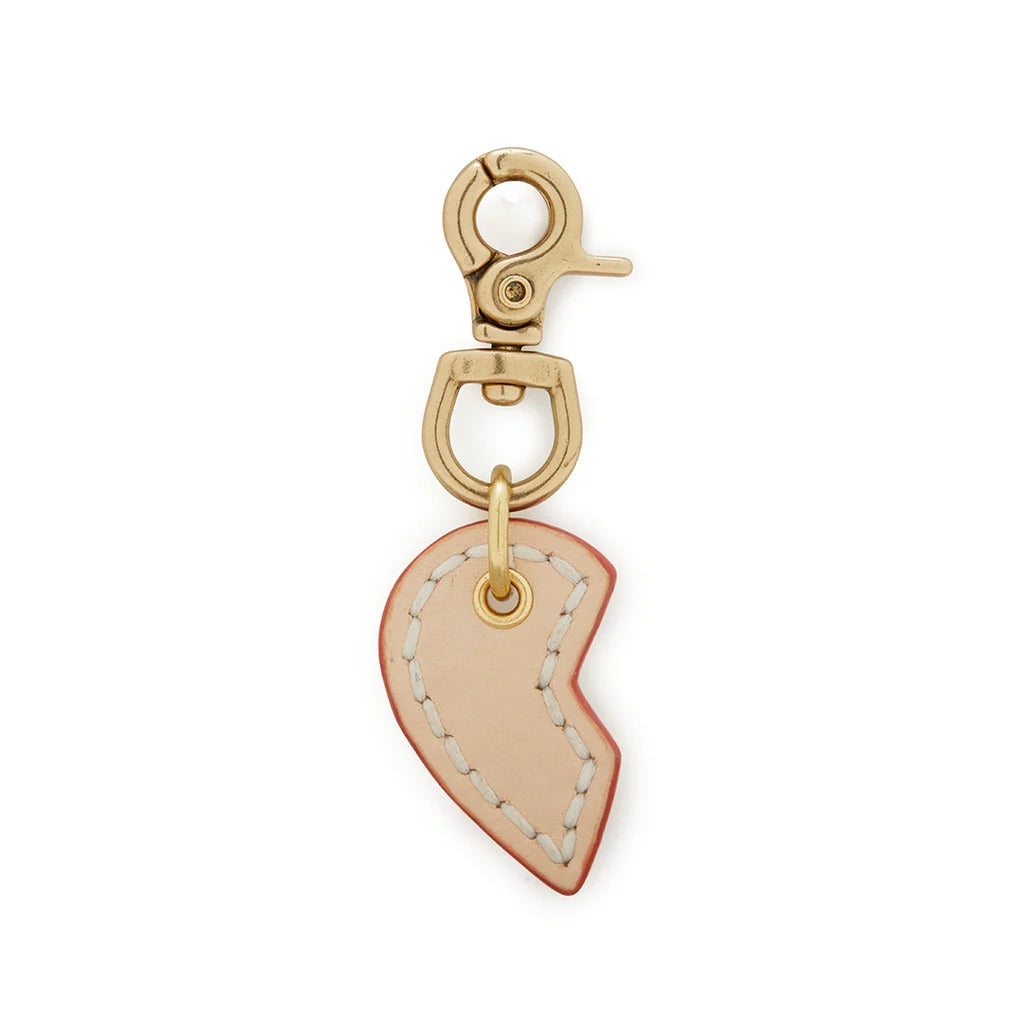 Sebastian Says Leather Dog Split Heart Charm Natural