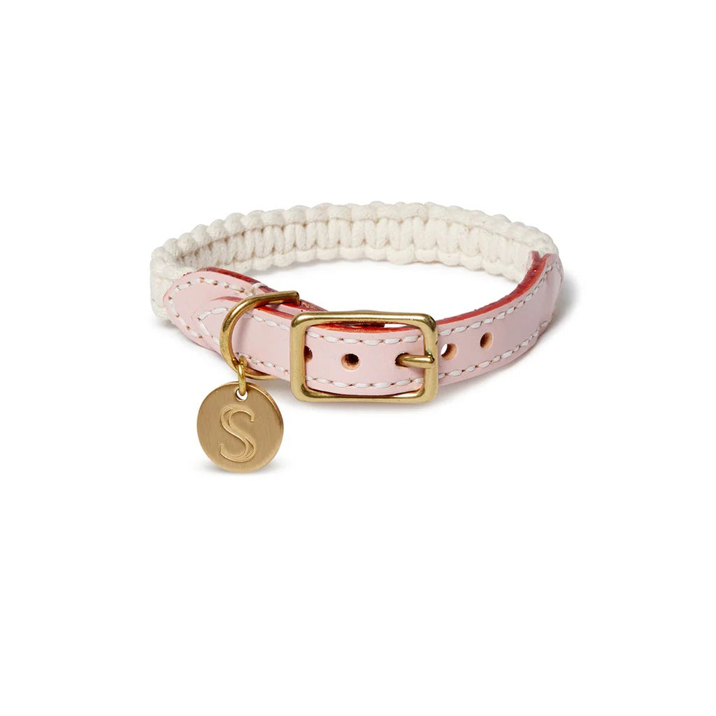 Sebastian Says Macrame/ Leather Dog Collar