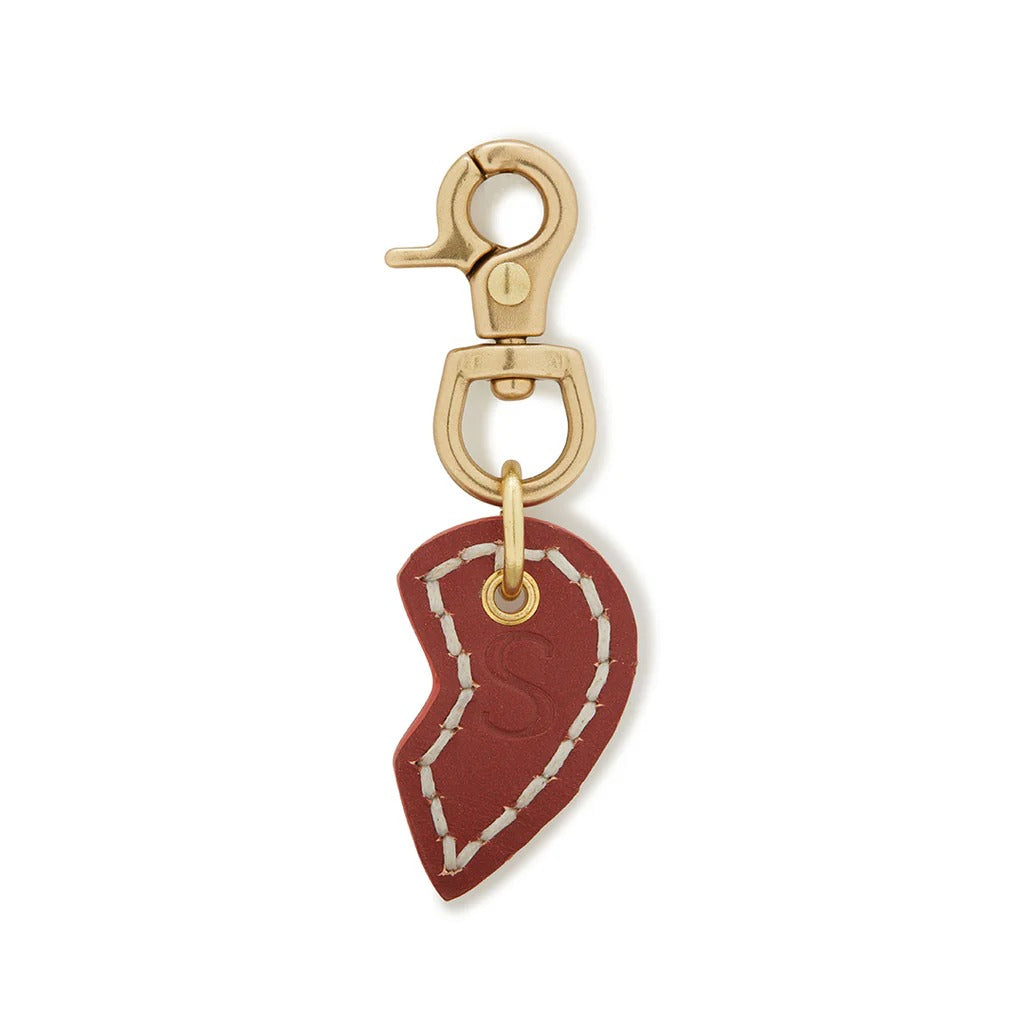 Sebastian Says Leather Dog Split Heart Charm Natural