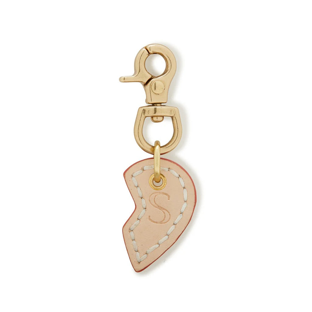 Sebastian Says Leather Dog Split Heart Charm Natural