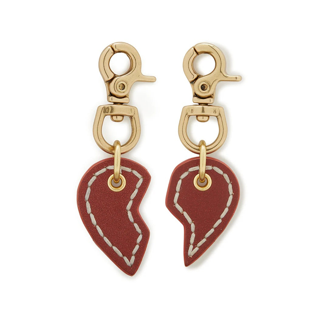 Sebastian Says Leather Dog Split Heart Charm Natural
