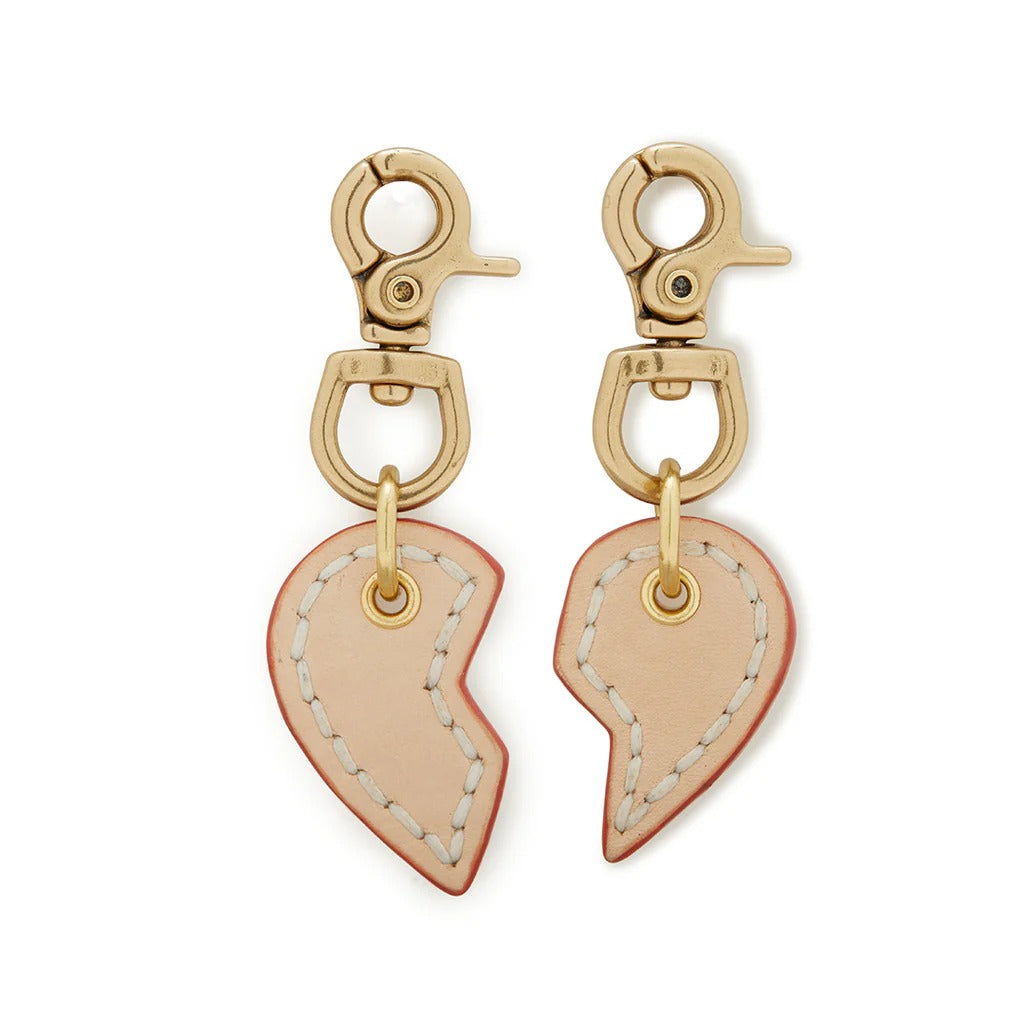 Sebastian Says Leather Dog Split Heart Charm Natural